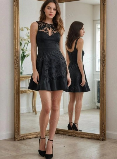 2025 Black A-line Short Sequins Homecoming Dresses with Appliques