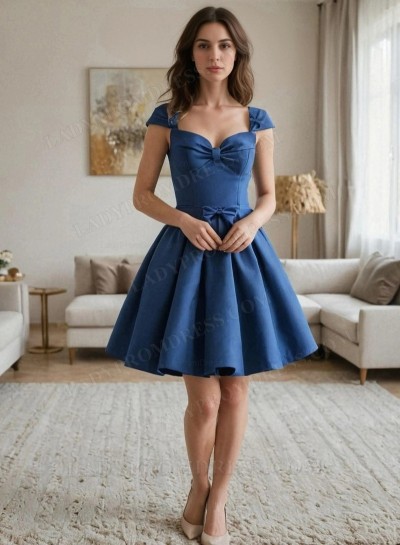 2025 A-line Princess Sweetheart Royal Blue Short/Mini Homecoming Dresses with Bows