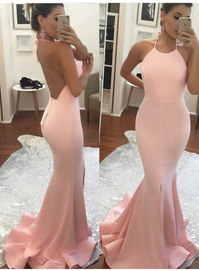 2024 Long Prom Dresses Sexy Trumpet/Mermaid Pink Backless 