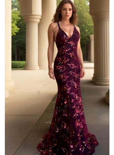 Burgundy Halter Backless Champagne Lace Long Prom Dresses 2025