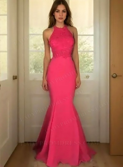 Sleeveless Halter Mermaid/Trumpet Chiffon Prom Dresses