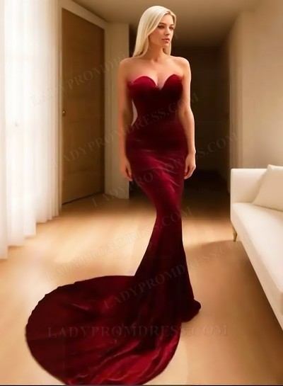 2025 Burgundy Sweetheart Mermaid Prom Dresses