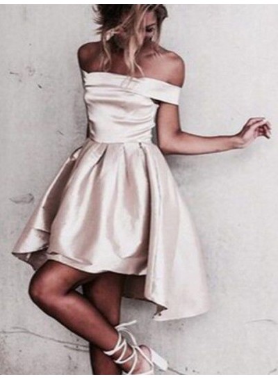 2024 A-Line/Pricess Off-The-Shoulder Knee-Length Satin Short/Mini Homecoming Dresses