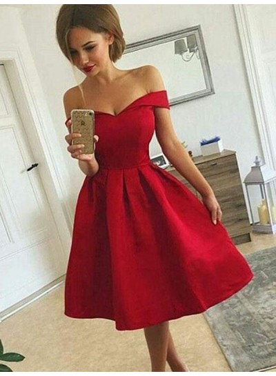2024 Ball Gown Sweetheart Off-The-Shoulder Pleated  Knee-Length Homecoming Dresses