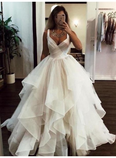 2024 Sweetheart Tulle Pleated Ruffles Backless Ball Gown Wedding Dresses / Bridal Gowns