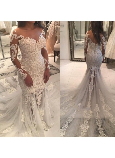 2024 Sexy Sheath Long Sleeves With Appliques Off Shoulder Wedding Dresses / Bridal Gowns