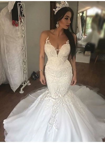 2024 Sexy Mermaid/Trumpet See Through Lace Sweetheart Long Wedding Dresses / Bridal Gowns