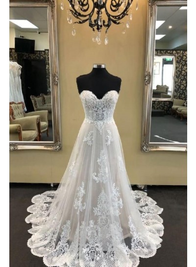 2024 Elegant A Line Sweetheart Lace Hot Sale Beach Wedding Dresses