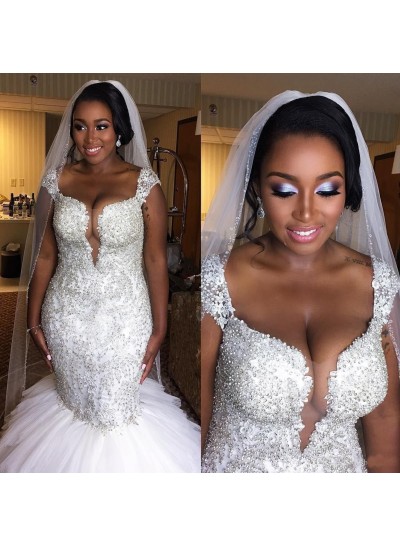 2024 Luxury Mermaid Sweetheart Tulle Beaded South African Amazing Wedding Dresses
