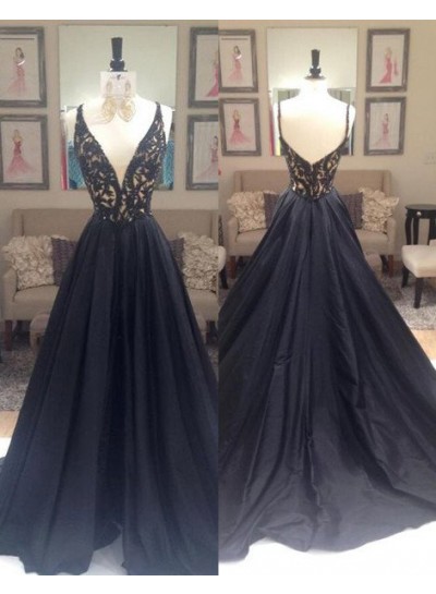 2024 Junoesque Black Beading V-Neck Zipper Prom Dresses