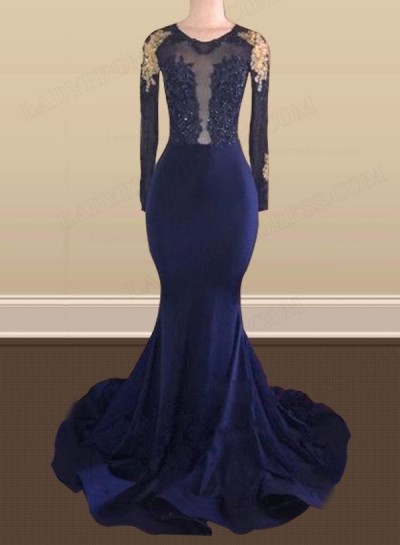 2024 Long Sleeves Backless Prom Dresses