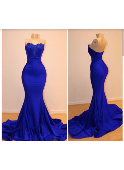 Charming Royal Blue Mermaid Long Prom Dresses 2024