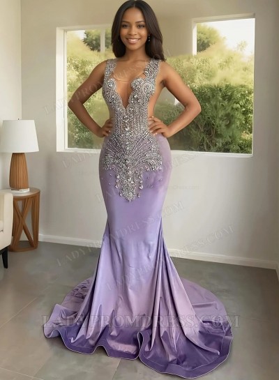 2025 Lavender Mermaid Prom Dresses with Beaded