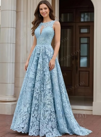2025 Blue Sweetheart A-line Lace Prom Dresses