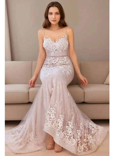 2025 Spaghetti Straps Dusty Rose Long Prom Dresses