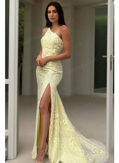 2025 One Shoulder Long Prom Dresses with Appliques