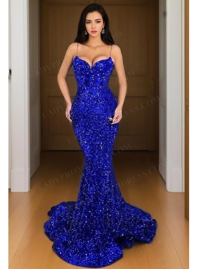 Trumpet/Mermaid Sequins Sweetheart Sleeveless Sweep/Brush Train Prom Dresses