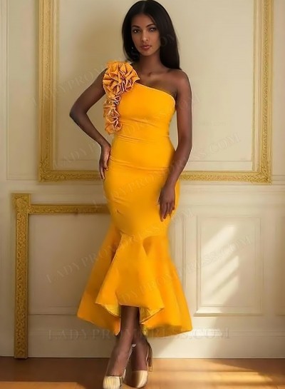 Sheath/Column Satin Strapless Sleeveless Ankle-Length Prom Dresses  