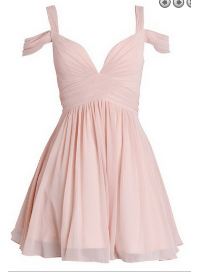 A-Line Straps Above-Knee Open Back Pink Homecoming Dress with Pleats