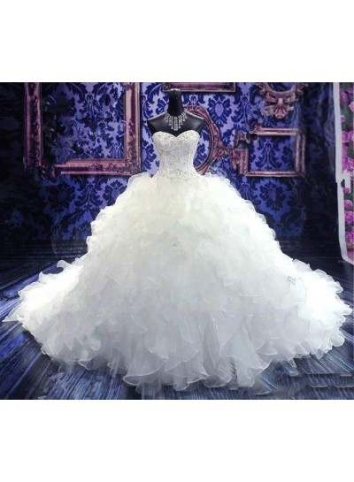 Sweetheart Ball Gown Beaded Multilayer Wedding Dresses