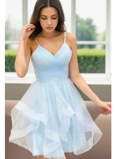 2024 A-line Princess Tulle Spaghetti Straps Layers Short/Mini Homecoming Dresses