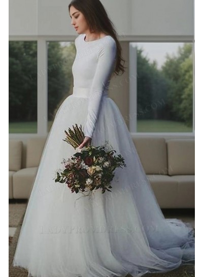 2025 New Arrival A Line Long Sleeves Tulle Wedding Dresses