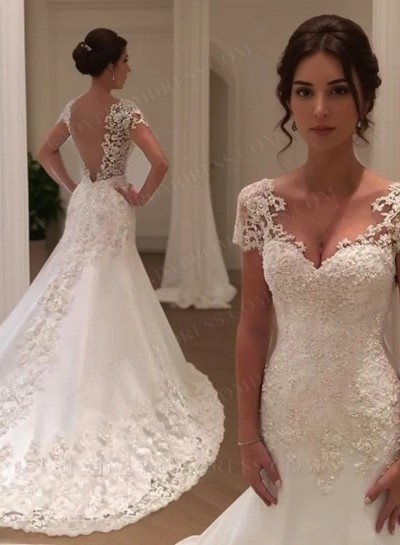 Sweetheart Applique Beading A Line Backless Lace Wedding Dresses