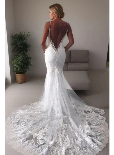 2024 New Arrival Mermaid/Trumpet Sweetheart Backless Lace Beach Wedding Dresses / Bridal Gowns
