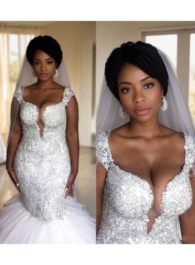 2025 Luxury Mermaid Sweetheart Tulle Beaded South African Amazing Wedding Dresses
