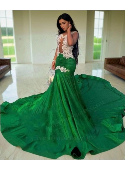 2024 Halter Mermaid Beaded Plus Size Emerald Prom Dresses