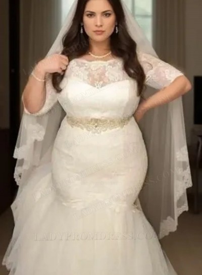 2025 Mermaid Long Sleeves Lace Plus Size Wedding Dresses