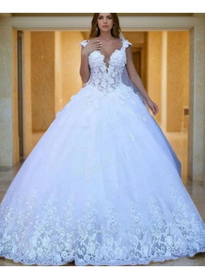 2025 White Sweetheart Ball Gown Wedding Dresses With Appliques
