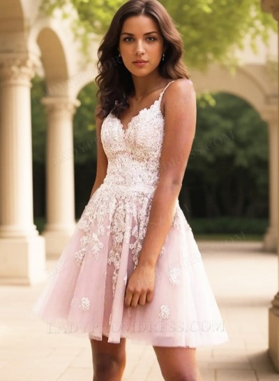 A Line Tulle Knee Length Sweetheart Criss Cross Dusty Rose Short Homecoming Dresses 2025
