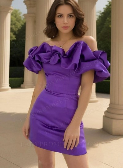 2025 Sheath/Column  Off the Shoulder Ruched Sleeveless Short/Mini Homecoming Dresses