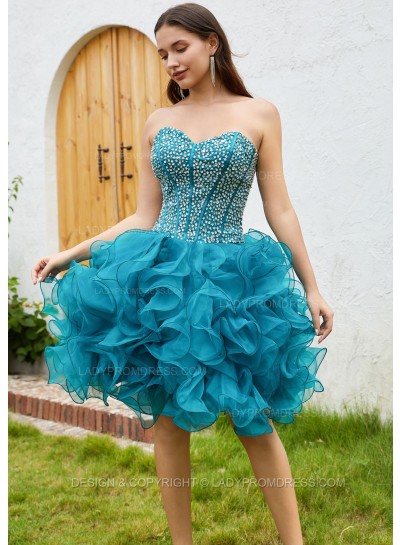 2024 Tulle Sequin Ball Gown Sweetheart Layers Knee-Length Homecoming Dresses