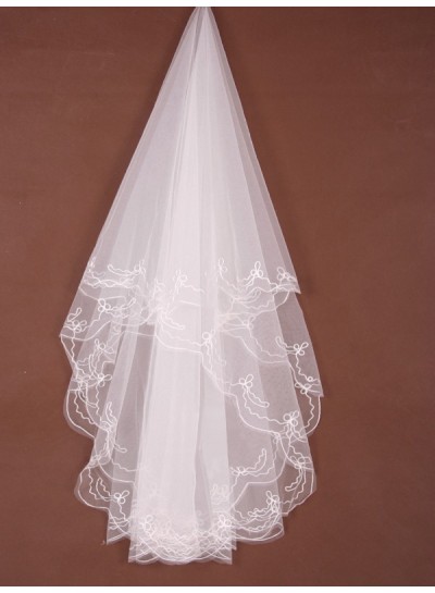 Beautiful 2 Layer Waltz With Embroidery Wedding Veil