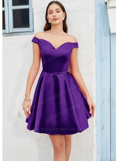 Regency A-line Off the Shoulder Silk like Satin Sweet 16 / Homecoming Dresses