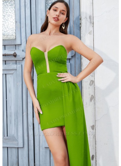 Green Sheath/Column Sweetheart Satin Short Mini Homecoming Dresses