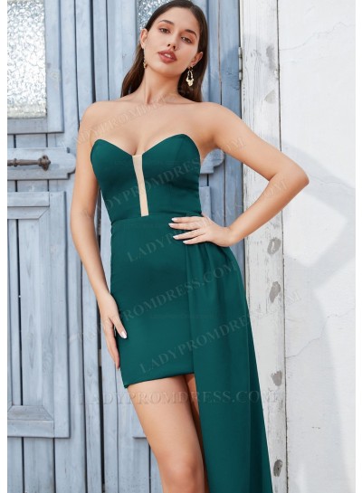 Teal Sheath/Column Sweetheart Satin Short Mini Sweet 16 / Homecoming Dresses