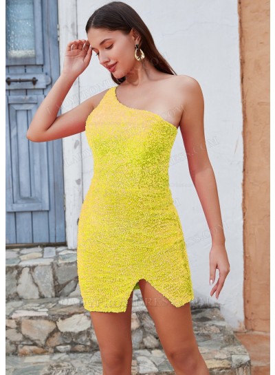 Daffodil Sheath/Column One Shoulder Corset Short/Mini Cocktail / Homecoming Dresses