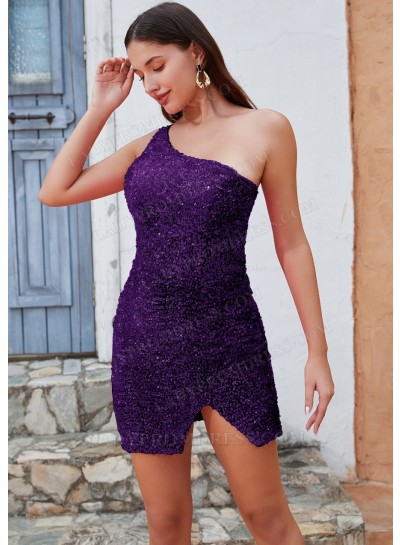 Regency Sheath/Column One Shoulder Corset Short/Mini Cocktail / Homecoming Dresses
