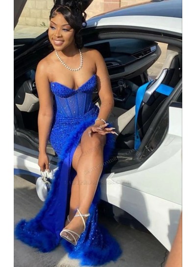 Royal Blue Sweetheart Sequins Prom Dresses
