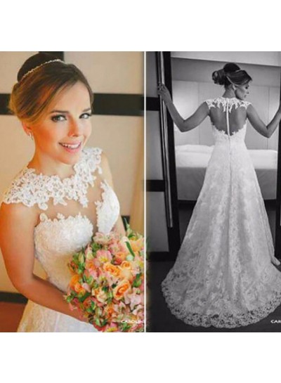 Elegant A Line Sweetheart Sweep Train 2024 Lace Wedding Dresses