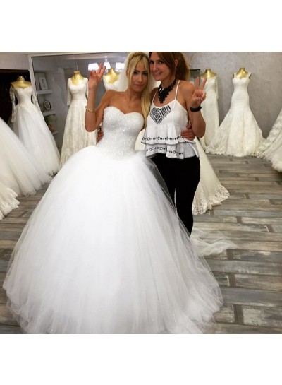 Ball Gown Sweetheart Sequence Tulle Princess Wedding Gown 2024