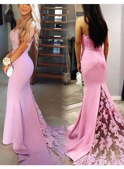 2024 Trumpet/Mermaid Pink Sexy Sweetheart Prom Dresses Lace