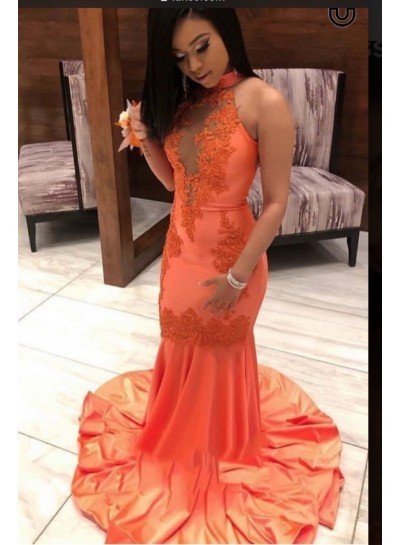 2024 New Designer Orange Mermaid Prom Dress