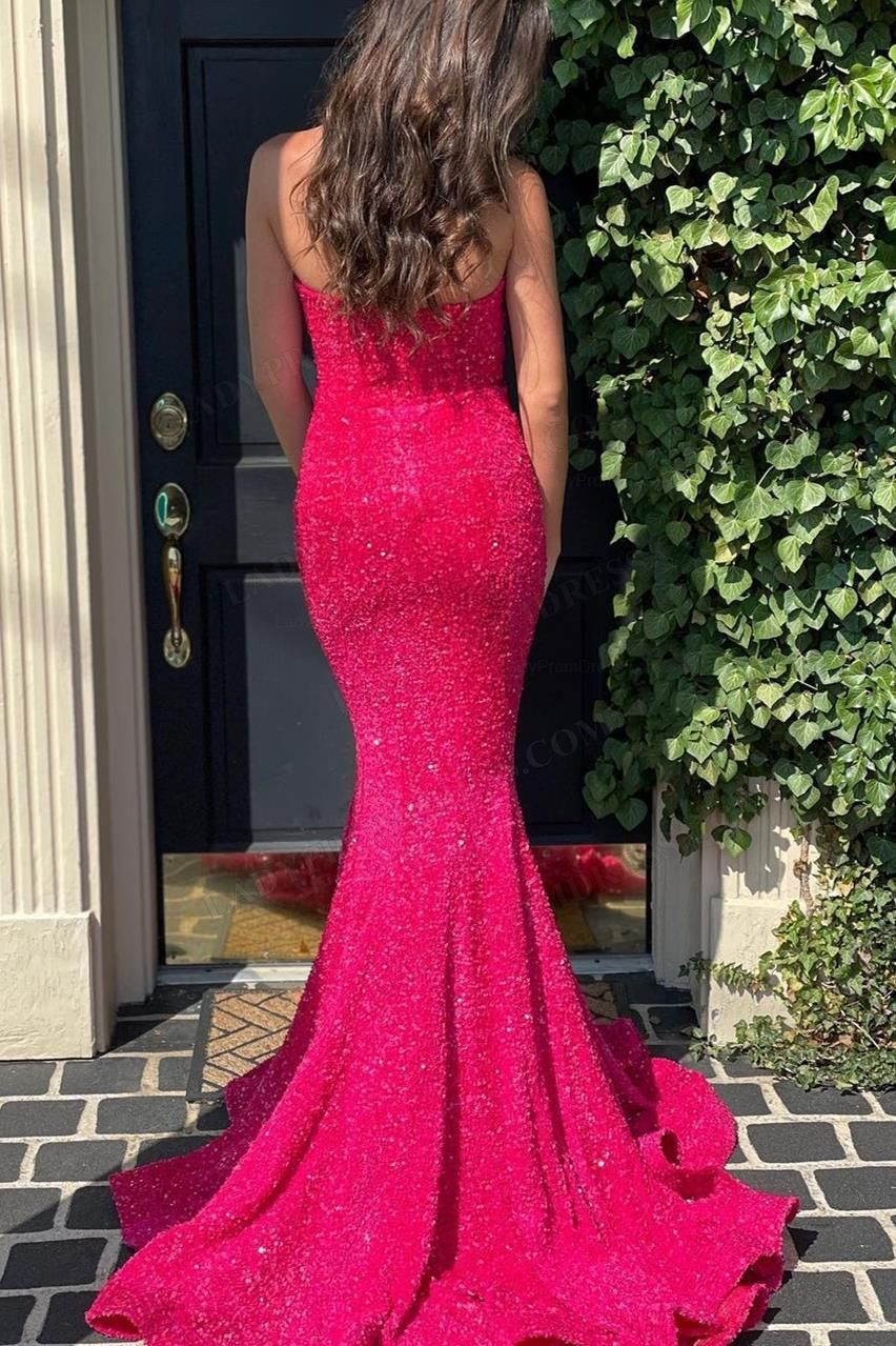 2024 Trumpet/Mermaid Sequins Sweetheart Sleeveless Sweep/Brush Train