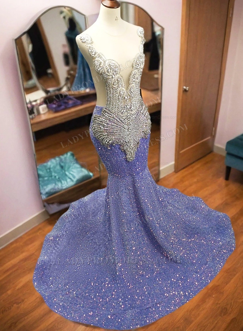 Sparkly Sequin Mermaid Sweetheart Sequined Lilac Long Prom Dresses Inspiration Evening Gowns For Women Formal Party Prom Dress main image 1