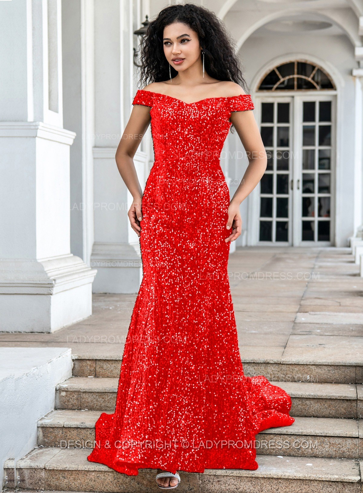 Red Sequence Long Off The Shoulder Long Prom Dresses Red Sequence Long Off The Shoulder Long Prom Dresses