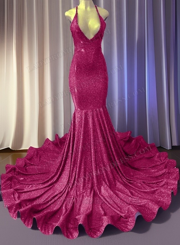 Elegant Halter Purple Long Prom Dress VMP120